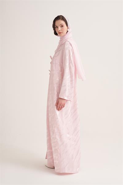 MILA LINEN MIX ABAYA & SCARF-PINK