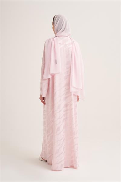 MILA LINEN MIX ABAYA & SCARF-PINK