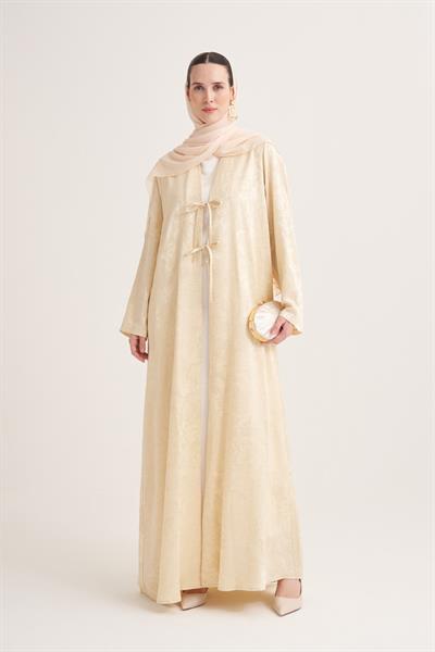MILA LINEN MIX ABAYA & SCARF-YELLOW