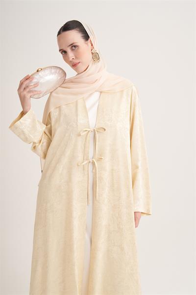 MILA LINEN MIX ABAYA & SCARF-YELLOW
