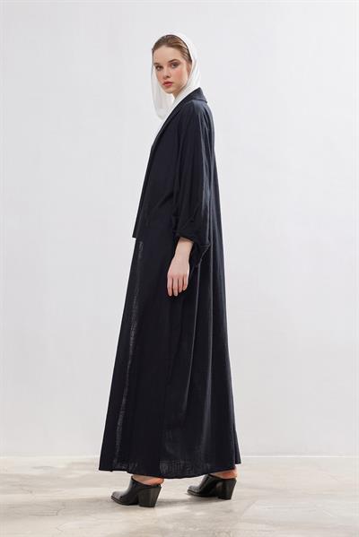Natural Cotton Abaya - BLACK
