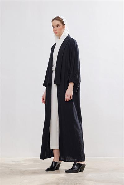 Natural Cotton Abaya - BLACK