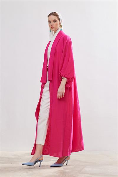 Natural Cotton Abaya - FUCHSİA