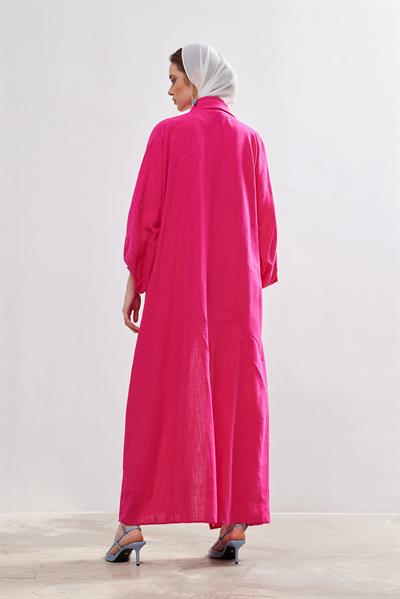 Natural Cotton Abaya - FUCHSİA