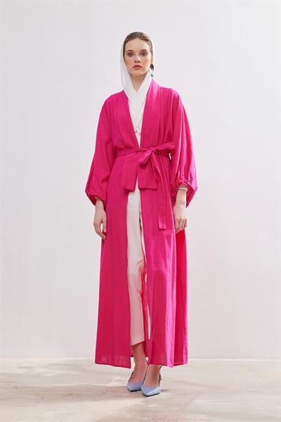 Natural Cotton Abaya - FUCHSİA