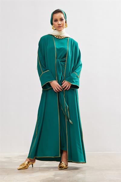 New Line Abaya Dress Set - GREEN