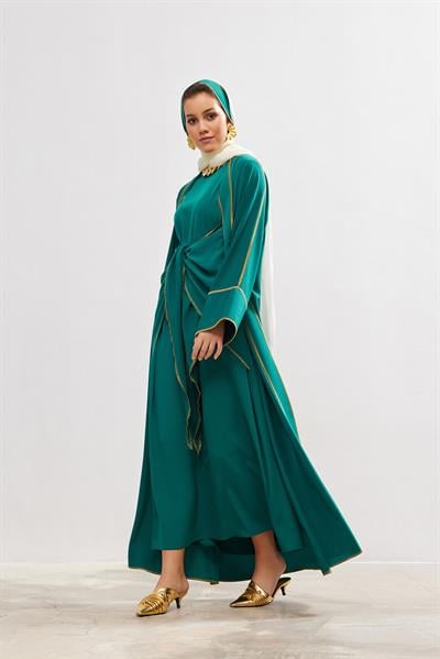New Line Abaya Dress Set - GREEN