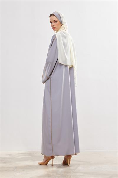 New Line Abaya Dress Set - GREY