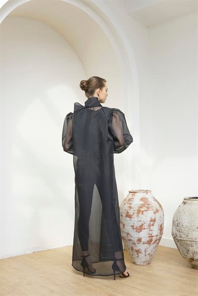 ORGANZA DRESS ABAYA - BLACK