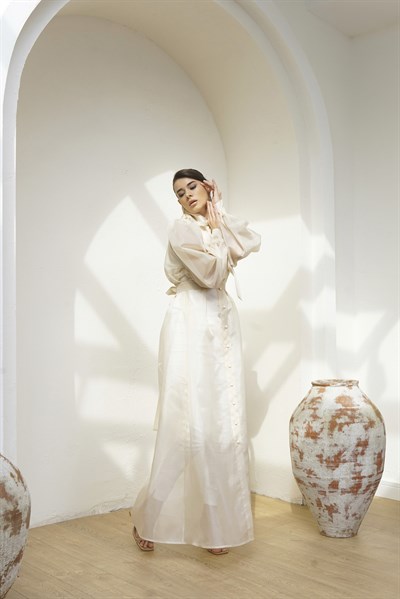 ORGANZA DRESS ABAYA - BEIGE