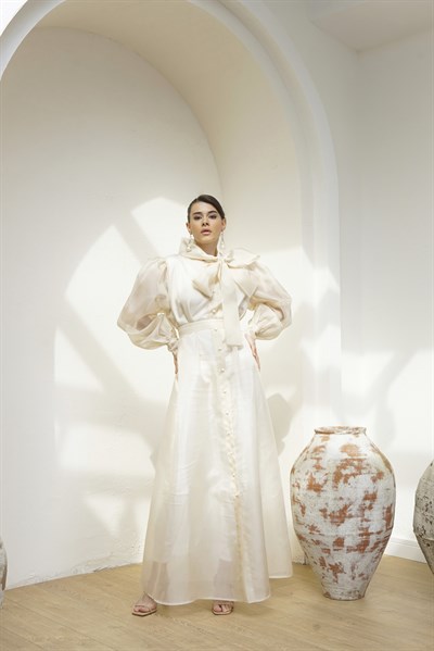 ORGANZA DRESS ABAYA - BEIGE