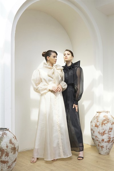 ORGANZA DRESS ABAYA - BEIGE