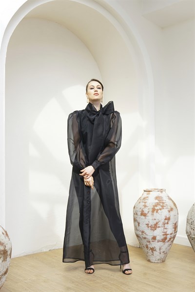 ORGANZA DRESS ABAYA - BLACK
