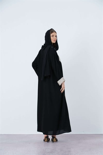 PALM ABAYA BLACK-GREY