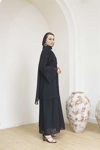 PİLİSELİ ABAYA - SİYAH