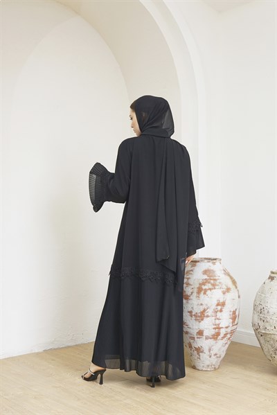 PİLİSELİ ABAYA - SİYAH