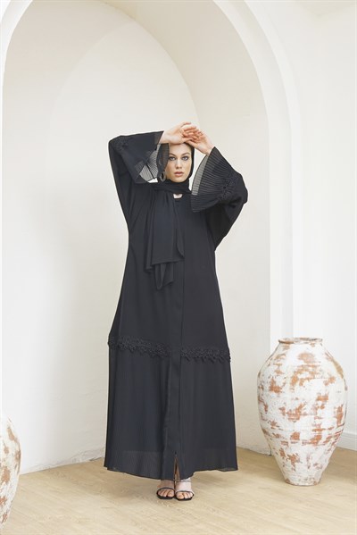 PİLİSELİ ABAYA - SİYAH