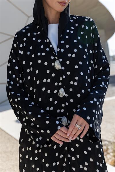 POLKA ABAYA-BLACK