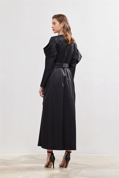 Roma Satin Abaya - BLACK