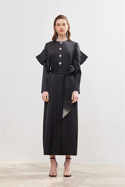 Roma Satin Abaya - BLACK