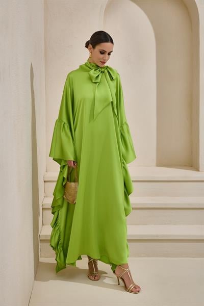 ROYAL SATIN KAFTAN LIGHT GREEN