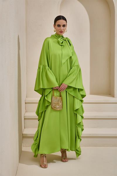 ROYAL SATIN KAFTAN LIGHT GREEN