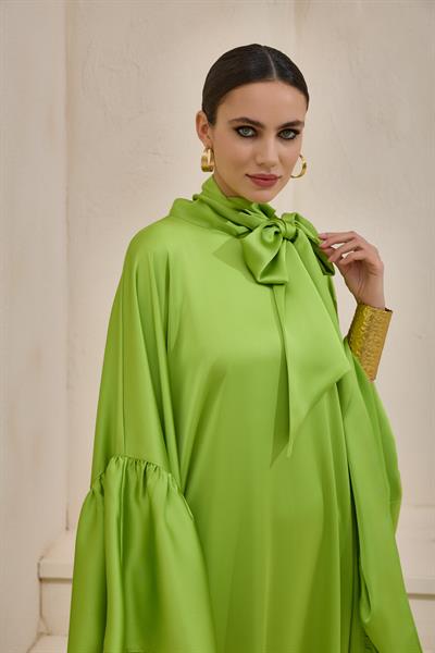ROYAL SATIN KAFTAN LIGHT GREEN