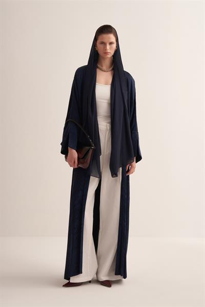 Sadaf Viscose Abaya Set- Navy Blue