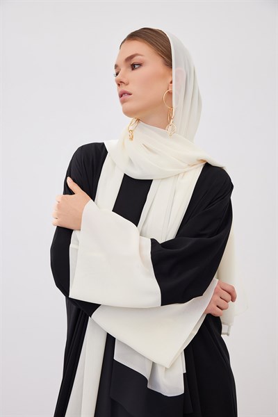 SAHRA ABAYA SET - BLACK WHITE