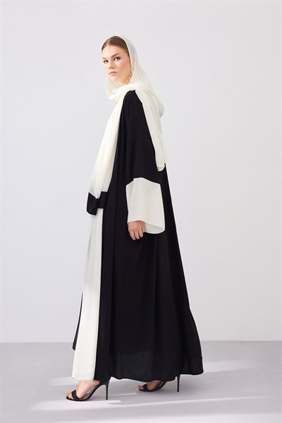SAHRA ABAYA SET - BLACK WHITE