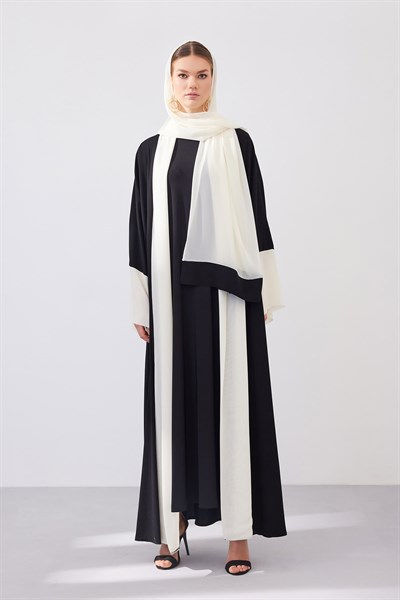 SAHRA ABAYA SET - BLACK WHITE