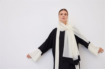 SAHRA ABAYA SET - BLACK WHITE