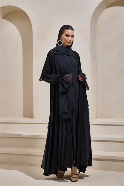 SARA  ABAYA SET BLACK