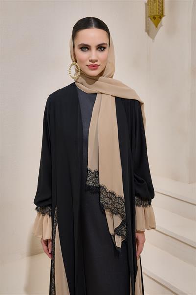 SARA ABAYA SET BLACK- CAMEL