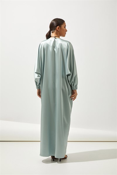 SATIN BOW ABAYA-MINT