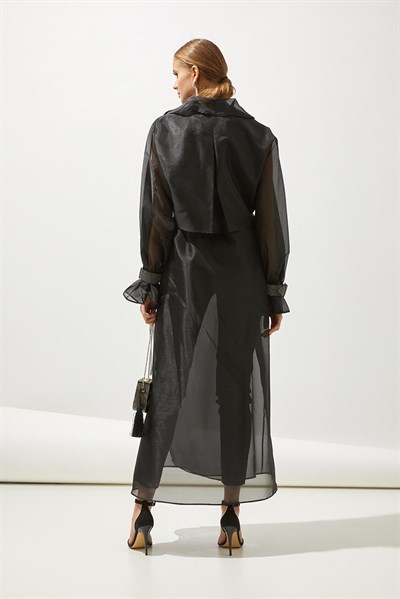 SHINE ORGANZA ABAYA-BLACK