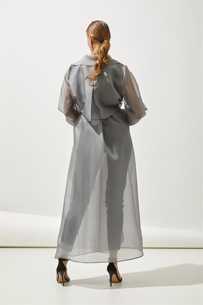 SHINE ORGANZA ABAYA-GREY