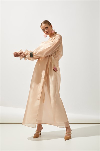 SHINE ORGANZA ABAYA-POWDER