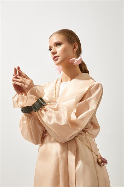 SHINE ORGANZA ABAYA-POWDER