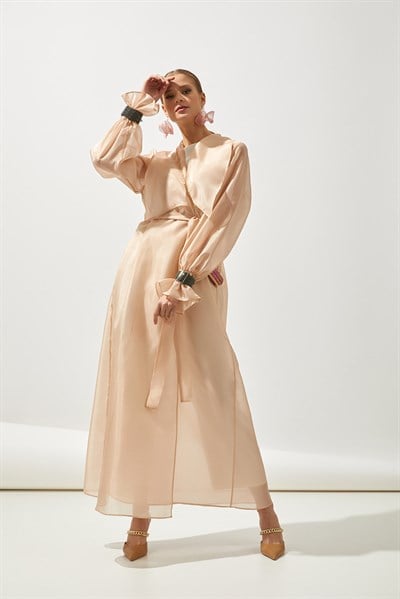 SHINE ORGANZA ABAYA-POWDER