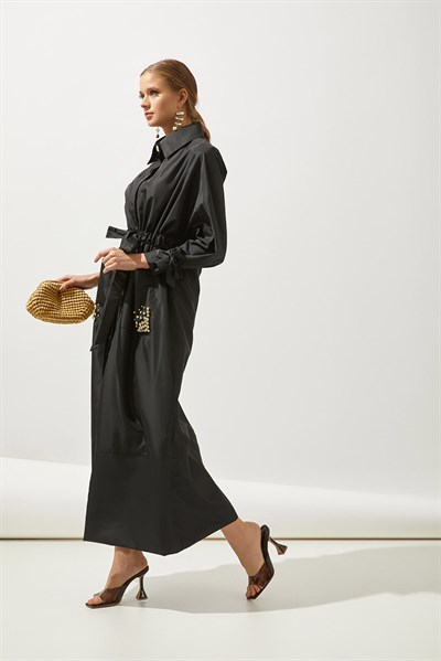 SHINE TRENCH COAT HANDMADE-BLACK