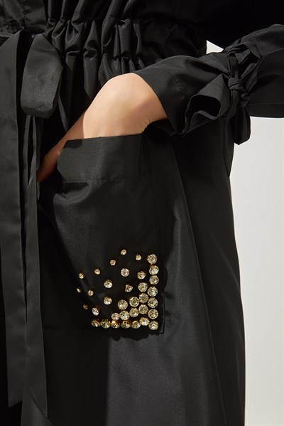 SHINE TRENCH COAT HANDMADE-BLACK