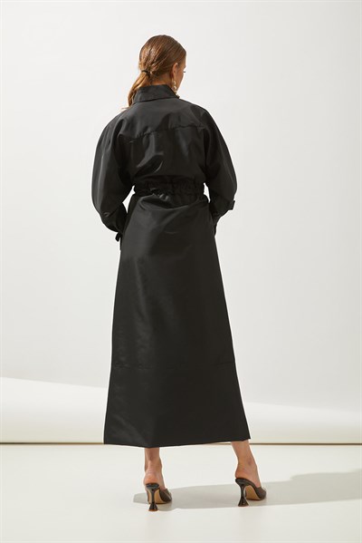 SHINE TRENCH COAT HANDMADE-BLACK