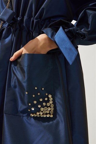 SHINE TRENCH COAT HANDMADE-BLUE