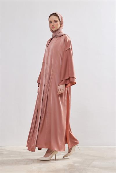 Silk Touch Abaya Dress Set - DARK POWDER