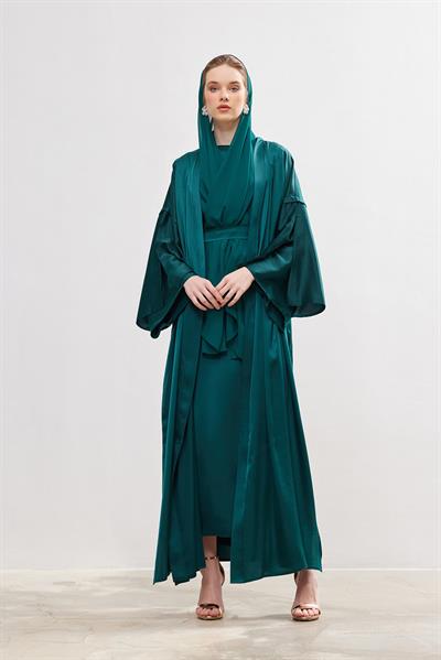 Silk Touch Abaya Dress Set - GREEN