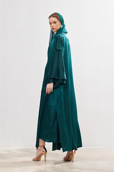 Silk Touch Abaya Dress Set - GREEN