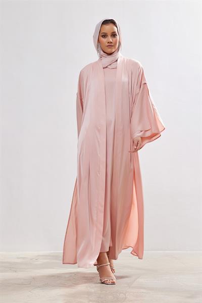 Silk Touch Abaya Dress Set - POWDER