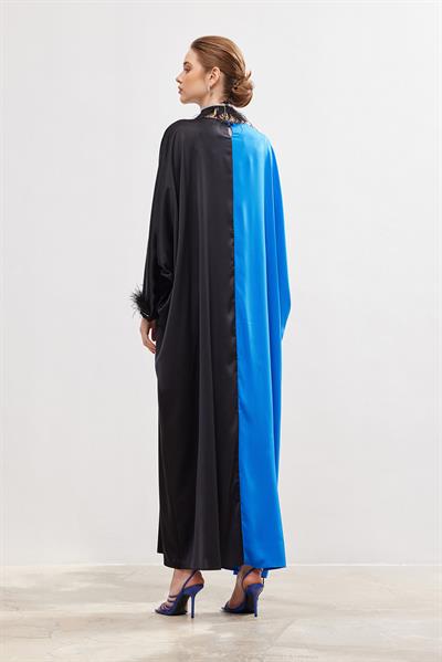 Silk Touch Two Color Kaftan - BLACK-BLUE