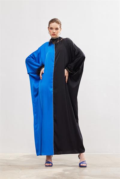 Silk Touch Two Color Kaftan - BLACK-BLUE